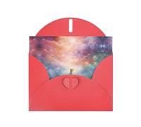 WZYCWB Biglietti di auguri con stampa di colore rosso fantasy, paradiso spaziale, perfetti per auguri di vacanza commoventi