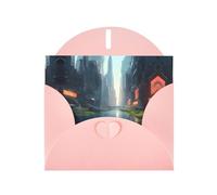 WZYCWB Biglietti di auguri con stampa "La città sull'acqua", colore rosa, perfetti per gli auguri di vacanza commoventi