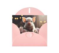 WZYCWB Biglietti di auguri con stampa rosa con maialino carino, perfetti per un commovente saluto per le vacanze