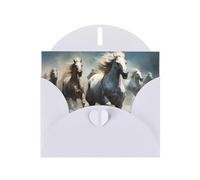 WZYCWB Biglietti di auguri in carta perlata con cavalli che corrono selvaggi nel fiume, biglietti per tutte le occasioni, Natale, ringraziamento, matrimonio, compleanno, San Valentino