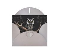 WZYCWB Biglietti di auguri in carta perlescente grigia con stampa di gufo notturno, 15 x 10 cm, con buste per compleanni, matrimoni e condoglianze