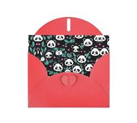 WZYCWB Biglietti di auguri in carta rossa perlescente con stampa di un simpatico panda, 15 x 10 cm, con buste per compleanni, matrimoni e condoglianze