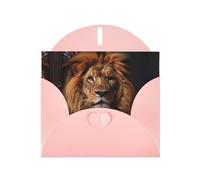 WZYCWB Biglietti di auguri rosa stampati con lo sguardo del leone - perfetti per auguri di vacanza commoventi
