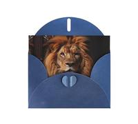 WZYCWB Biglietti di auguri stampati blu con lo sguardo del leone - perfetti per auguri di vacanza commoventi