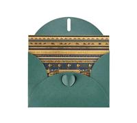WZYCWB Biglietti di auguri stampati con affreschi faraonici egiziani, colore verde scuro, perfetti per gli auguri di vacanza commoventi