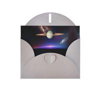 WZYCWB Biglietti di auguri stampati grigi con Saturno cosmico, perfetti per gli auguri di vacanza commoventi