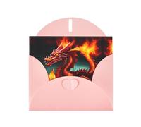 WZYCWB Biglietti di Natale stampati con il re drago in rosa fuoco, inviti di nozze, squisiti biglietti con busta