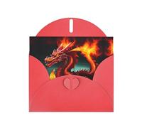 WZYCWB Biglietto d'auguri con stampa del re drago in rosso fuoco, perfetto per auguri di vacanza commoventi