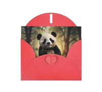 WZYCWB Biglietto d'auguri con stampa di panda in stile cartone animato, rosso perlato, con busta. Adatto per auguri di compleanno, congratulazioni e condoglianze.