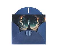 WZYCWB Biglietto di auguri con busta "A city dream core" stampato blu perlato, adatto per auguri di compleanno, congratulazioni e condoglianze.