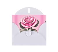 WZYCWB Biglietto di auguri con busta, con stampa di rose rosa, bianco perlato, adatto per auguri di compleanno, congratulazioni e condoglianze.