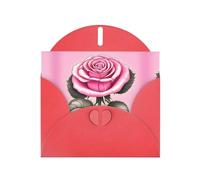 WZYCWB Biglietto di auguri con busta, con stampa di rose rosa, rosso perlato, adatto per auguri di compleanno, congratulazioni e condoglianze.