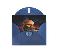 WZYCWB Biglietto di auguri con busta, motivo Hamburger Dream Core, colore: blu perlato, adatto per auguri di compleanno, congratulazioni e condoglianze.