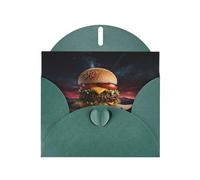 WZYCWB Biglietto di auguri con busta, motivo Hamburger Dream Core, verde scuro, con busta. Adatto per auguri di compleanno, congratulazioni e condoglianze.