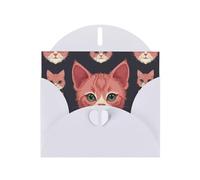 WZYCWB Biglietto di auguri in carta bianca perlescente con orecchie di gatto rosa, con busta. Adatto per auguri di compleanno, matrimonio, congratulazioni e condoglianze.