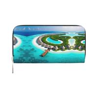 WZYCWB Blu mondo subacqueo di pesce pochette in pelle portafogli con cerniera e porta carte sono perfetti per i viaggi o l'uso quotidiano, Paesaggio delle Maldive, Taglia unica