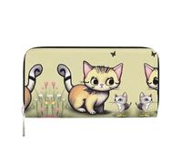 WZYCWB Blu mondo subacqueo di pesce pochette in pelle portafogli con cerniera e porta carte sono perfetti per i viaggi o l'uso quotidiano, Gatto e farfalla., Taglia unica