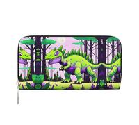 WZYCWB Blu mondo subacqueo di pesce pochette in pelle portafogli con cerniera e porta carte sono perfetti per i viaggi o l'uso quotidiano, Dinosauro verde, Taglia unica