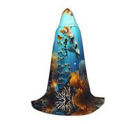 WZYCWB Blue Seahorse stampato M Wizard Cape, costume per feste a tema, mantello cosplay per adulti e adolescenti, taglie S, M, L