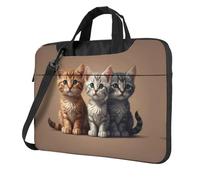 WZYCWB Borsa a tracolla con stampa di tre gattini, adatta per uso quotidiano in ufficio e viaggi d'affari, Nero , 15.6 inch