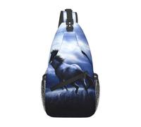 WZYCWB Borsa a tracolla da uomo con stampa di cavalli blu, zaino casual a tracolla con tracolla regolabile per corsa, escursionismo e pendolari quotidiani