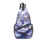WZYCWB Borsa a tracolla da uomo con stampa peonie dipinte, zaino casual con tracolla regolabile per corsa, escursionismo e pendolari quotidiani
