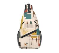WZYCWB Borsa a tracolla da uomo Mid Century con stampa moderna, zaino casual a tracolla con tracolla regolabile per corsa, escursionismo e pendolari quotidiani