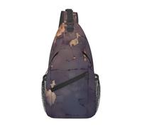 WZYCWB Borsa a tracolla da uomo nera con stampa frammenti - zaino casual a tracolla con tracolla regolabile per corsa, escursionismo e pendolari quotidiani