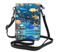 WZYCWB Borsa a tracolla in pelle leggera blu subacquea mondo dei pesci, borsa a tracolla da donna borsa da viaggio con scomparti per carte di credito