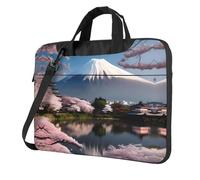 WZYCWB Borsa a tracolla per computer portatile con stampa del Monte Fuji all'inizio della primavera, adatta per uso quotidiano in ufficio e viaggi d'affari, Nero , 14 inch