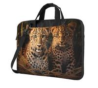 WZYCWB Borsa a tracolla per computer portatile, con stampa di due fratelli leopardati, adatta per uso quotidiano in ufficio e viaggi d'affari, Nero , 13 inch