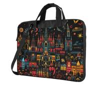 WZYCWB Borsa a tracolla per laptop con stampa di castello e cielo stellato di notte, adatta per uso quotidiano in ufficio e viaggi d'affari, Nero , 13 inch