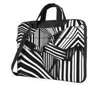 WZYCWB Borsa a tracolla per laptop con stampa geometrica bianca e nera, adatta per uso quotidiano in ufficio e viaggi d'affari, Nero , 15.6 inch