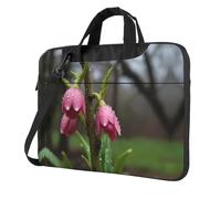 WZYCWB Borsa a tracolla per laptop con stampa Spring buds after Rain, adatta per uso quotidiano in ufficio e viaggi d'affari, Nero , 14 inch