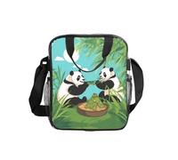 WZYCWB Borsa a tracolla trasparente con due simpatici panda con cerniera e tracolla per donne e uomini, lavoro e shopping