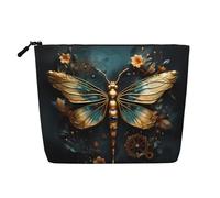 WZYCWB Borsa cosmetica a forma di libellula delicata color oro, borsa cosmetica da viaggio, borsa multifunzionale per riporre oggetti di uso quotidiano