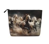 WZYCWB Borsa cosmetica con motivo "Running of the Horses", borsa per cosmetici da viaggio, borsa portaoggetti multifunzionale, per oggetti di uso quotidiano
