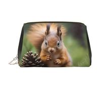 WZYCWB Borsa cosmetica da donna in pelle stampata con frutto della passione maculato, elegante e morbido, durevole, Scoiattolo che tiene una pigna, Taglia unica
