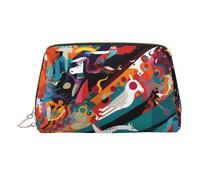 WZYCWB Borsa cosmetica da donna in pelle stampata con gatto a righe, elegante e morbida, resistente, Acquerello Strano, Taglia unica