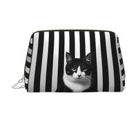 WZYCWB Borsa cosmetica da donna in pelle stampata con gatto a righe, elegante e morbida, resistente, Gatto a strisce, Taglia unica