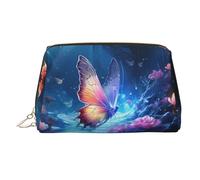 WZYCWB Borsa cosmetica da donna in pelle stampata con gatto a righe, elegante e morbida, resistente, Strana Farfalla, Taglia unica