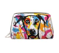 WZYCWB Borsa cosmetica da donna in pelle stampata con gatto a righe, elegante e morbida, resistente, Strano Cane Doodle, Taglia unica