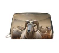 WZYCWB Borsa cosmetica da donna in pelle stampata con gatto lucido, elegante e morbido, durevole, Pecore nelle praterie, Taglia unica