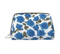 WZYCWB Borsa cosmetica da donna in pelle stampata con gatto rosa dei cartoni animati, elegante e morbida, durevole, Belle Rose Blu, Taglia unica