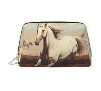 WZYCWB Borsa cosmetica da donna in pelle stampata con girasoli sotto il davanzale della finestra, elegante e morbida, resistente, Cavallo Bianco Rampante, Taglia unica