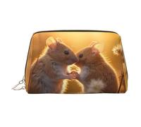 WZYCWB Borsa cosmetica da donna in pelle stampata con motivi decorativi retrò - elegante e morbida, durevole, Ratti innamorati, Taglia unica