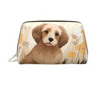 WZYCWB Borsa cosmetica da donna in pelle stampata con motivo cucciolo - elegante e morbida, resistente, Cucciolo nei fiori, Taglia unica