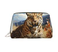 WZYCWB Borsa cosmetica da donna in pelle stampata con panda nella foresta, elegante e morbida, resistente, Leopardo in cerca di preda, Taglia unica