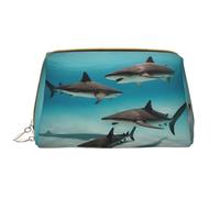 WZYCWB Borsa cosmetica da viaggio in pelle, borsa cosmetica portatile con pesci nel mare profondo, borsa cosmetica di grande capacità con tasche, bianca, taglia unica