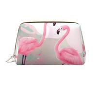 WZYCWB Borsa cosmetica da viaggio in pelle, borsa cosmetica portatile Love Flamingo, borsa cosmetica di grande capacità con tasche, bianca, taglia unica